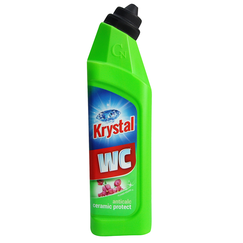 Krystal WC čistič kyslý na keramiku s ochranou, zelený sweet flower 750ml